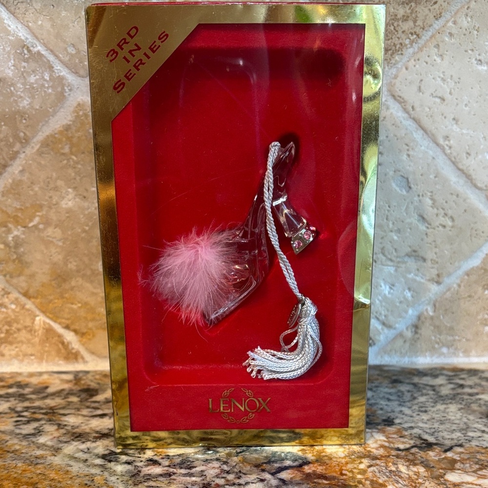 Lenox Pink Mule Heel Shoe Pave Jewel Crystal Christmas Ornament Third In Series